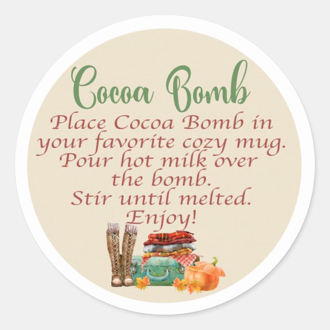 AUTOMNE THÈME Le cacao étiquettes de la bombe. BOM (Devant)