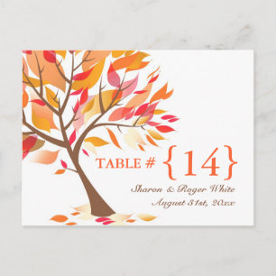 Automne Thème Mariage Numéro de table Sièges Carte
