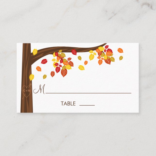 Automne Tombant Feuille Cartes de Place (Devant)