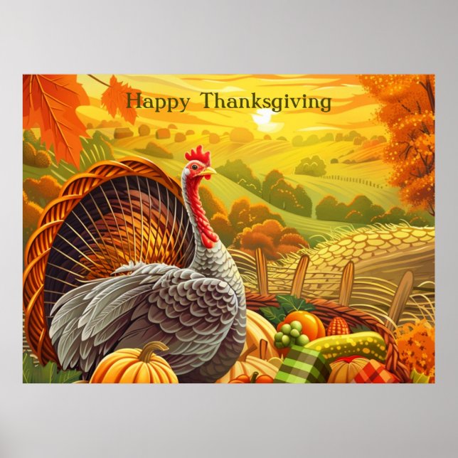 Automne Turquie Citrouilles Thanksgiving Poster (Devant)