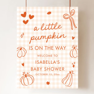 Automne Un Baby shower un peu Citrouille Affiche d