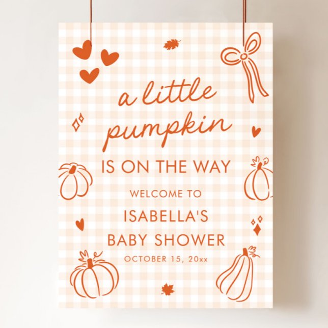 Automne Un Baby shower un peu Citrouille Affiche d (Fall A Little Pumpkin Baby Shower Welcome Sign)