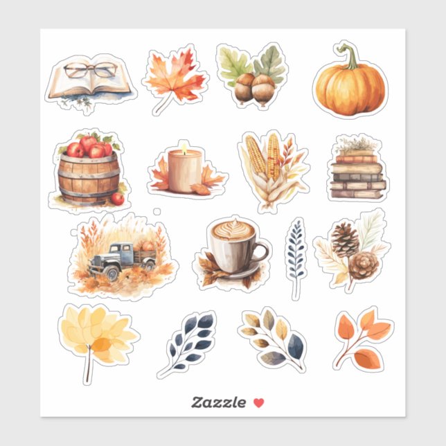 Automne Vibes Automne 16 Sticker Pack (Feuille)