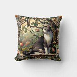 Automne Whisper Art Nouveau Chat Coussin