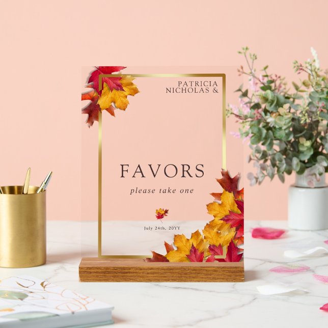 Automne Woody Brown & Elégant Mariage Doré Faveurs (Créateur téléchargé)