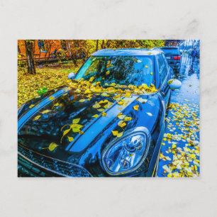 Automobil, Auto - Saison gefallener Blätter Postkarte