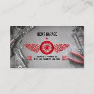 Automobil-Motorrad-Werkzeug-Reparatur-Garagen-Logo Visitenkarte
