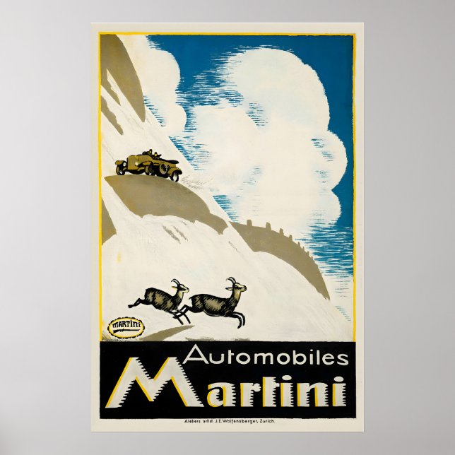Automobile Martini Schweizer Retro Oldtimer Poster (Vorne)