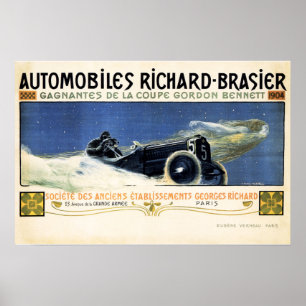 AUTOMOBILES RICHARD BRASIER Werbung Altes Auto Poster