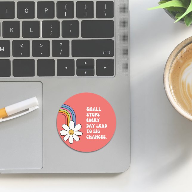 Automotivation Sticker avec marguerite et arc en c (Self Motivation Sticker with Daisy & Rainbow)
