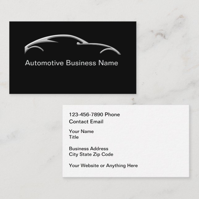 Automotive Services Silver Tone Look Visitenkarte (Vorne/Hinten)