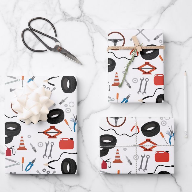 Automotive-Werkzeuge Geschenkpapier Set (Vorderseite)