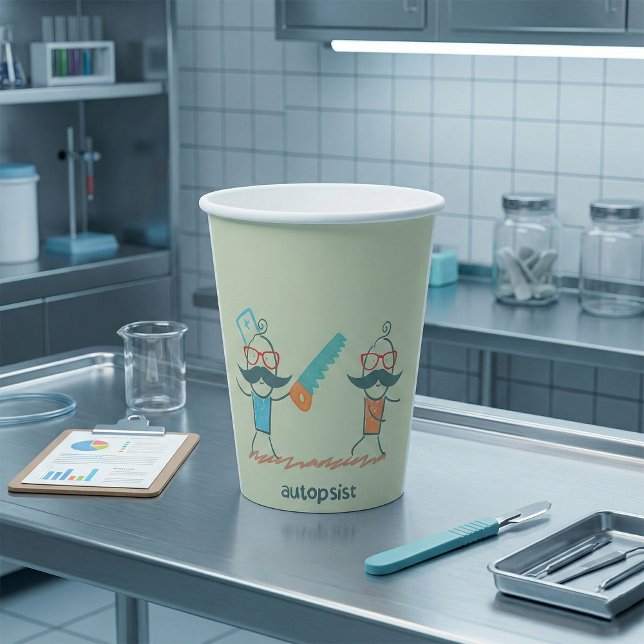 Autopsist Medizinischer Spaß mit Mustache Pappbecher (Von Creator hochgeladen)