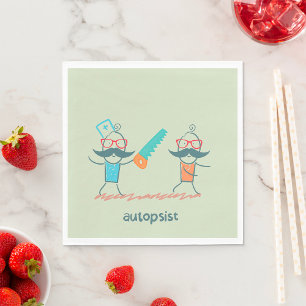 Autopsist Medizinischer Spaß mit Mustache Serviette