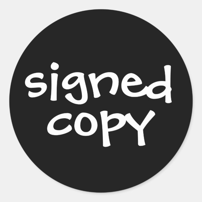 Autor Buch signierte Kopie schwarz Runder Aufkleber (Vorderseite)