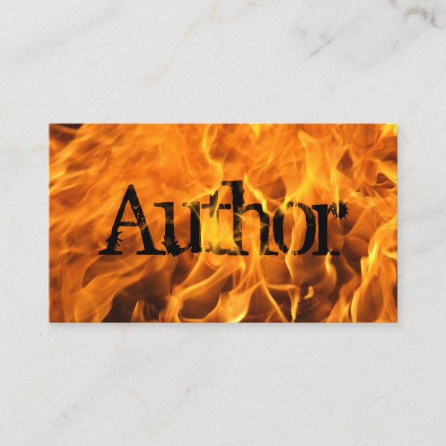 Autor Creative Flaming Fire Typografie Visitenkarte (Vorderseite)
