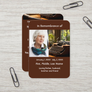 Autor der Memorial Pocket Card Visitenkarte