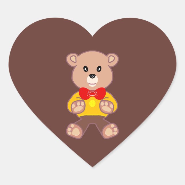Autor K.E.C. Teddy Bear Herz-Aufkleber (Vorderseite)