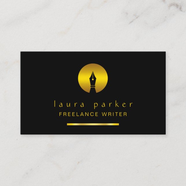 Autor Nib Gold Freelance Autor Elegant Classic Visitenkarte (Vorderseite)