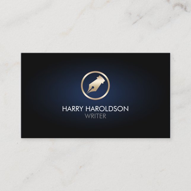 Autor Pen Nib Icon Business Card Visitenkarte (Vorderseite)