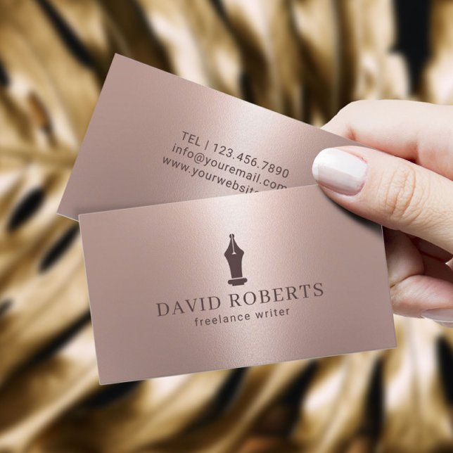 Autor Pen Nib Logo Rose Gold Visitenkarte (Von Creator hochgeladen)