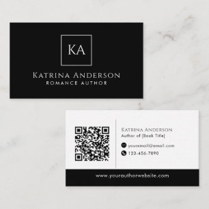 Autor QR-Code Minimal Elegant Schwarz Branding Visitenkarte