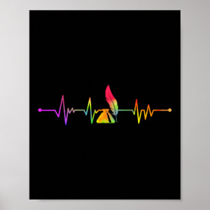 Autor schreibt Heartbeat Rainbow Poster