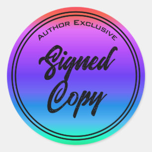 Autor Unterzeichnete Kopie Regenbogen Runder Aufkleber