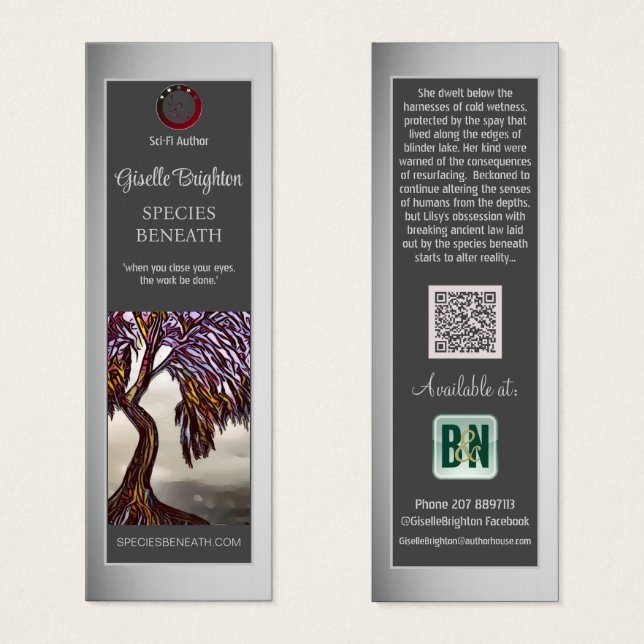 Autor Werbematerial Grau Lesezeichen (Vorne & Hinten)