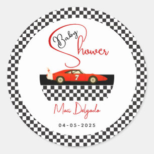 Autorennen-Jungen-Baby-Party Little Racer-Party Runder Aufkleber