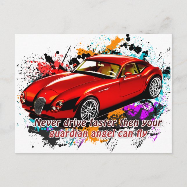Autorennen Postkarte (Vorderseite)