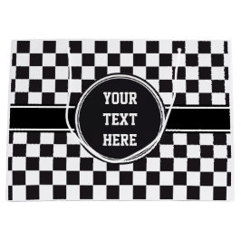 Autorennen-/Schach-Muster + Ihr backgr. u. Ideen Große Geschenktüte