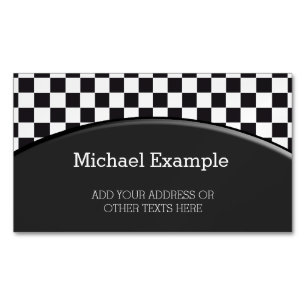 Autorennen-/Schach-Muster + Ihr backgr. u. Text Magnetische Visitenkarte