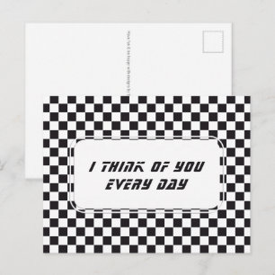Autorennen / Schach Muster - schwarz 1 Postkarte