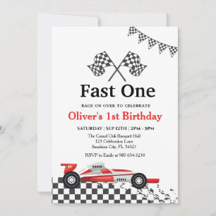 Autorennen zum 1. Geburtstag, Jungen-Geburtstagsfe Einladung