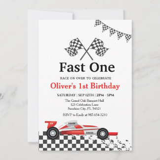 Autorennen zum 1. Geburtstag, Jungen-Geburtstagsfe Einladung