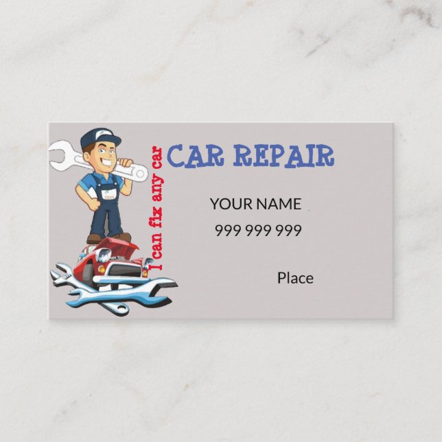 Autoreparatur auf einer Seite einfach Visitenkarte (Vorderseite)