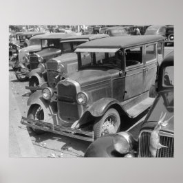 Autos an der Main Street, 1941. Vintages Foto Poster