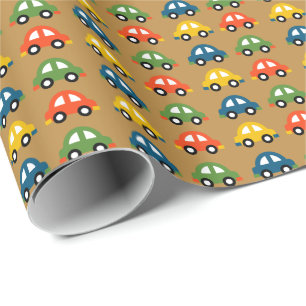 Autos auf braunem Verpackungspapier Geschenkpapier