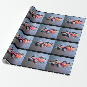 Autos, die durch das Wandverpackungspapier abstürz Geschenkpapier