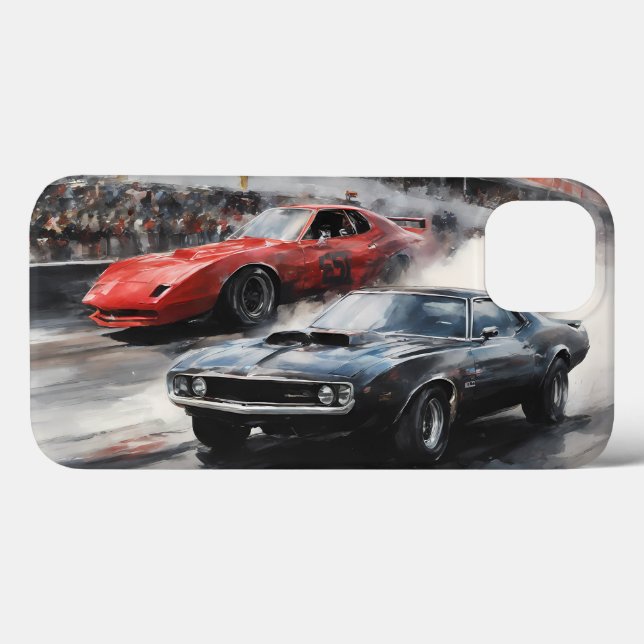 Autos mit rotem und schwarzem Muskel Case-Mate iPhone Hülle (Rückseite (Horizontal))