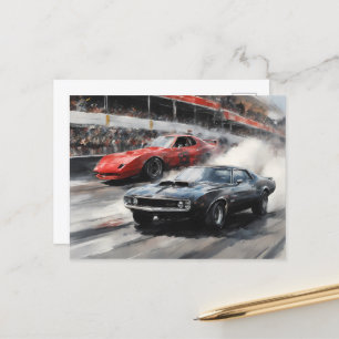 Autos mit rotem und schwarzem Muskel Postkarte