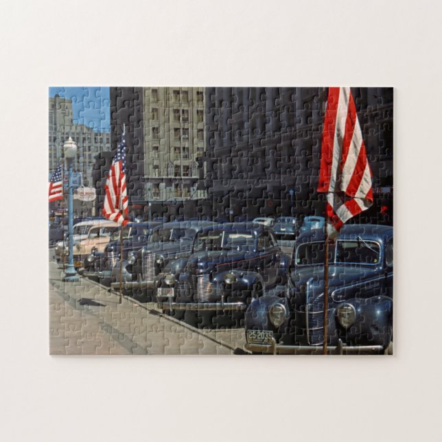 Autos Parked on a City Street, Lincoln, NE, 1942 (Horizontal)