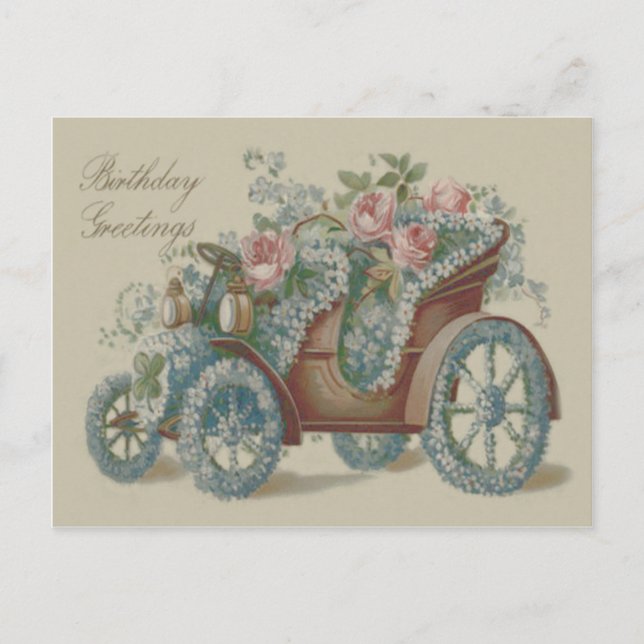 Autos Rose Vergessen Sie mir nicht blutige Blume Postkarte (Vorderseite)