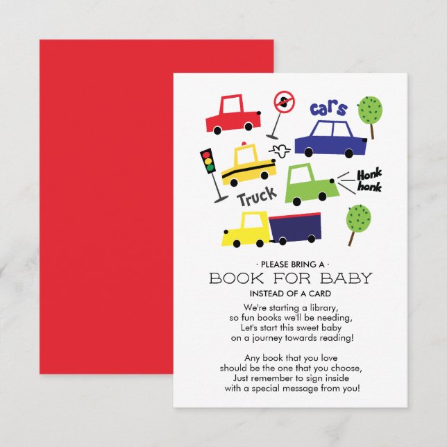 Autos & Trucks Kinderdusche buchen für Baby Card Einladung (Vorne/Hinten)