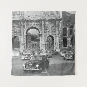 Autos und antike Monumente Rom Italienvintage, ita Wandteppich