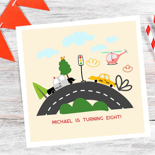 Autos und Fahrzeuge auf der Straße Junge Geburtsta Serviette (Von Creator hochgeladen)