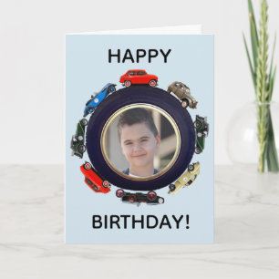 Autos und Foto zum Geburtstag Karte