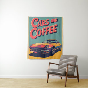 Autos und Kaffee Wandteppich