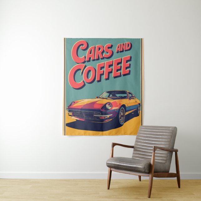 Autos und Kaffee Wandteppich (Beispiel)
